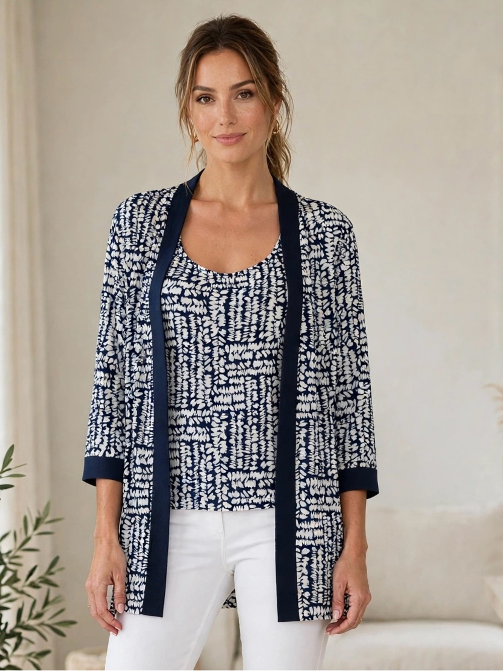 Chico's Travelers NWT Costa Pebble Patch Cardigan & Tank Set Size 3/XL
